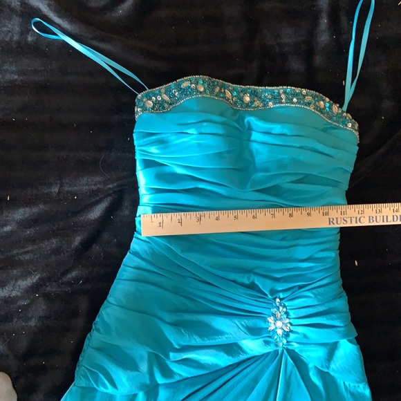 Exclusive Simon V turquoise strapless prom gown size XS formal wedding party - Picture 10 of 12
